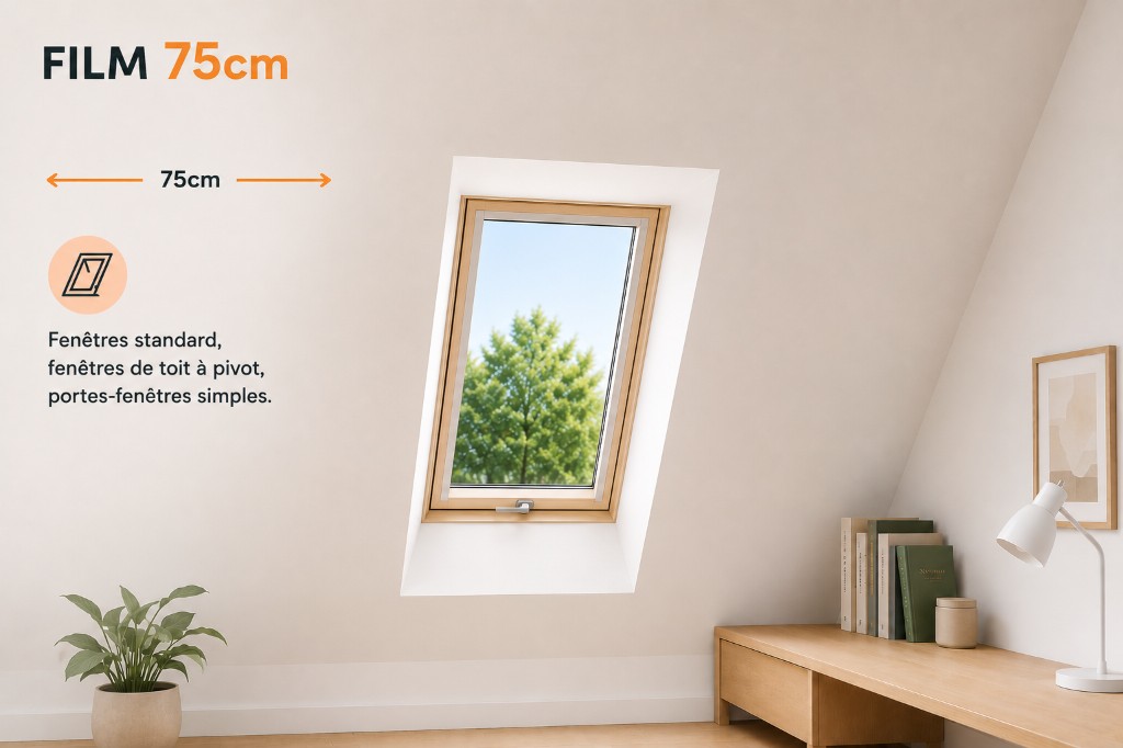Film solaire 75 cm — fenêtres standard et velux